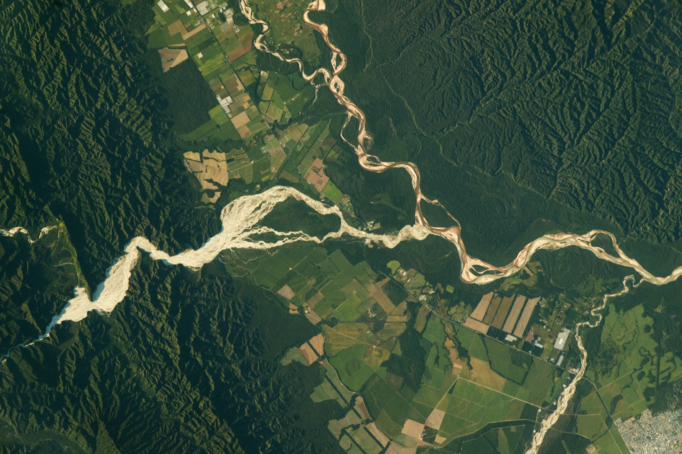 Rivers branching through the Andean foothills from orbit